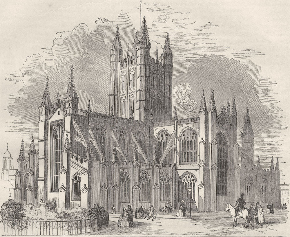 SOMERSET. Bath Abbey 1850 old antique vintage print picture